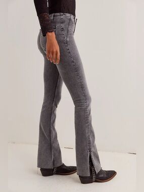 Free People We The Free Level Up Slit Slim Flare Jeans Ridge Gray Size 28